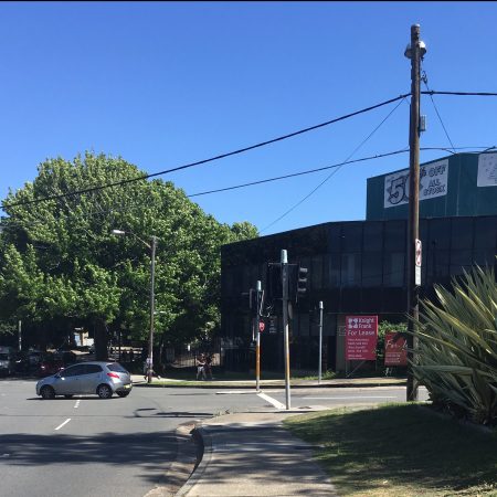 Wyndham Street and Bourke Street near Green Square. So let's say you crossed O'Riordan on the side of the street with the walk signal, and you are proceeding up Wyndham. Good luck, though there is a sidewalk, the pedestrian indicator is missing. I am not clear where you are supposed to go, back to Botany Road perhaps?