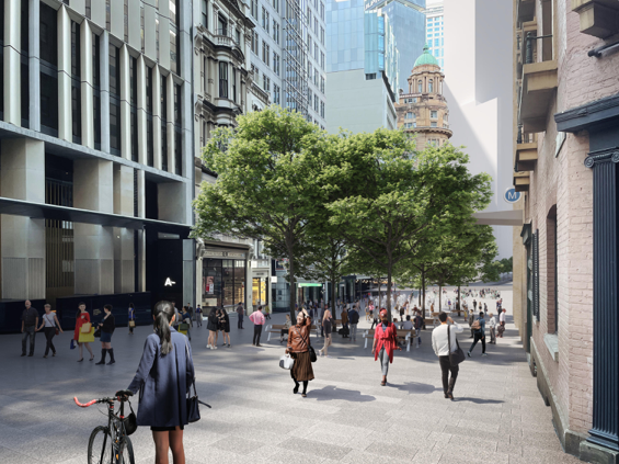 View of Hunter St, Sydney, after being pedestrianised
